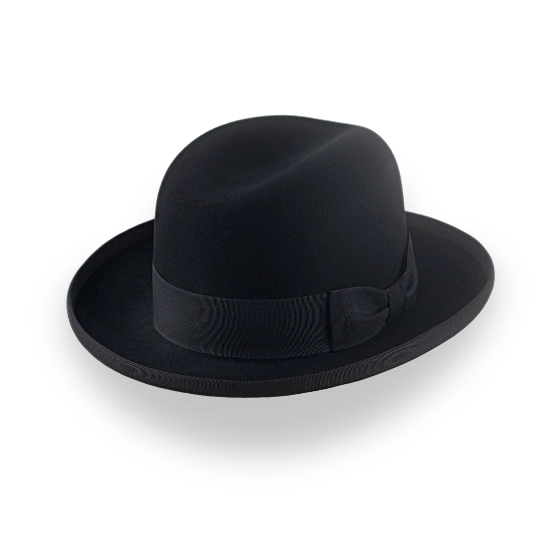 Elegant Black Fur Felt Homburg Hat for Men | The Signature