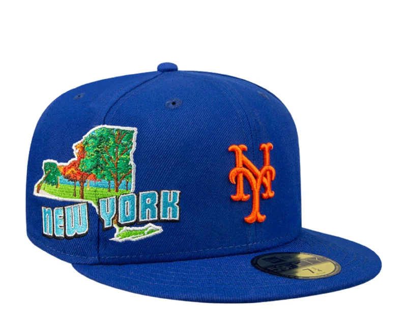 New Era New York Mets Stateview 59FIFTY Fitted Cap 60296527 - Blue/Grey UV