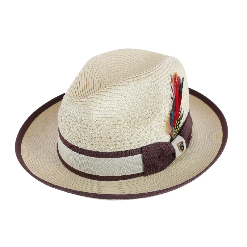 Men's Polybraid Fedora Hat with Grossgrain Ribbon and Feather