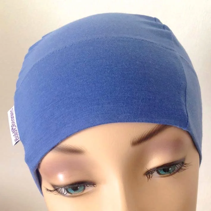 Thin Soft Cotton Blue Chemo Beanie