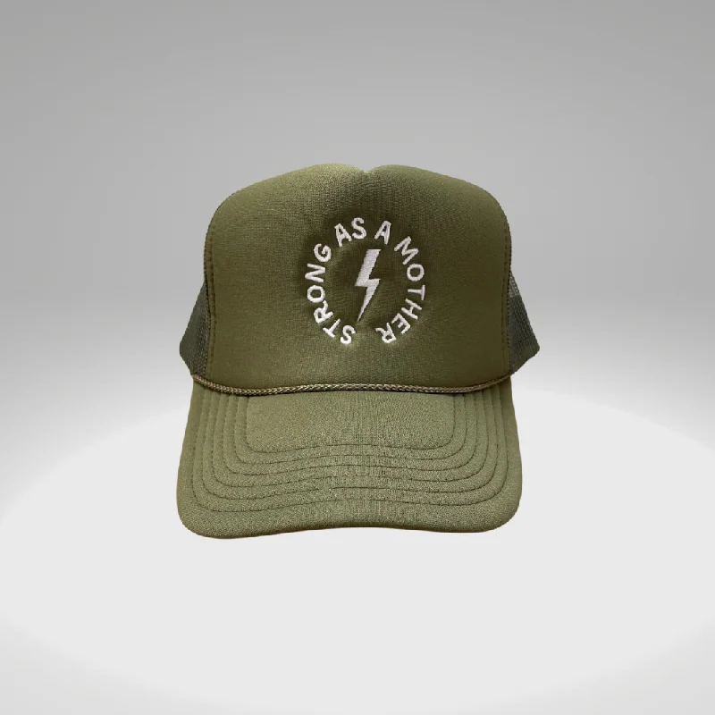 Strong as a mother™ Embroidered Trucker Hat - Olive