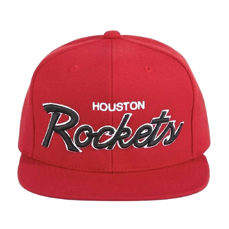 Men's Nba Houston Rockets Script Snapback Cap In Red