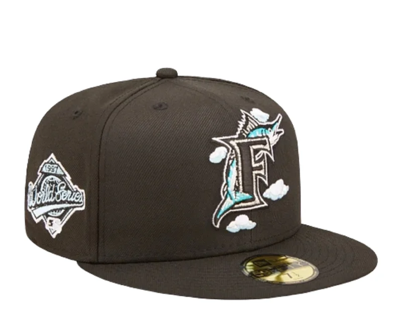 New Era 59Fifty MLB Florida Marlins Comic Cloud Black Fitted Hat 60243858