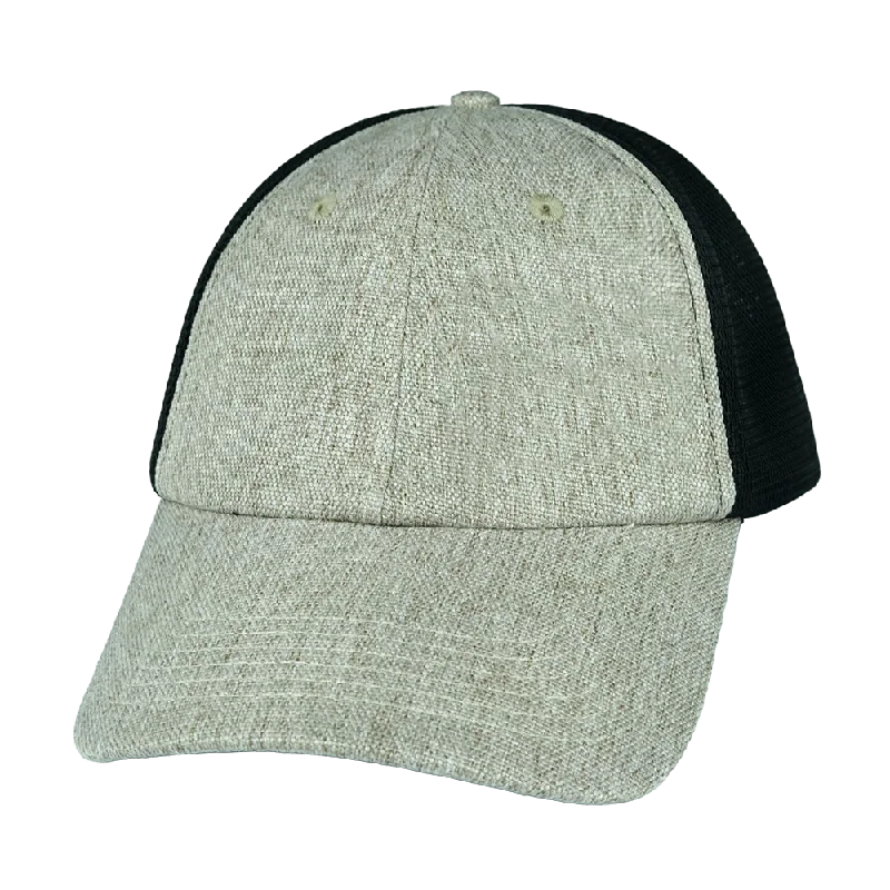 Blank - 6 Panel - Unstructured - Gray Tan Hemp / Black (Unisex)