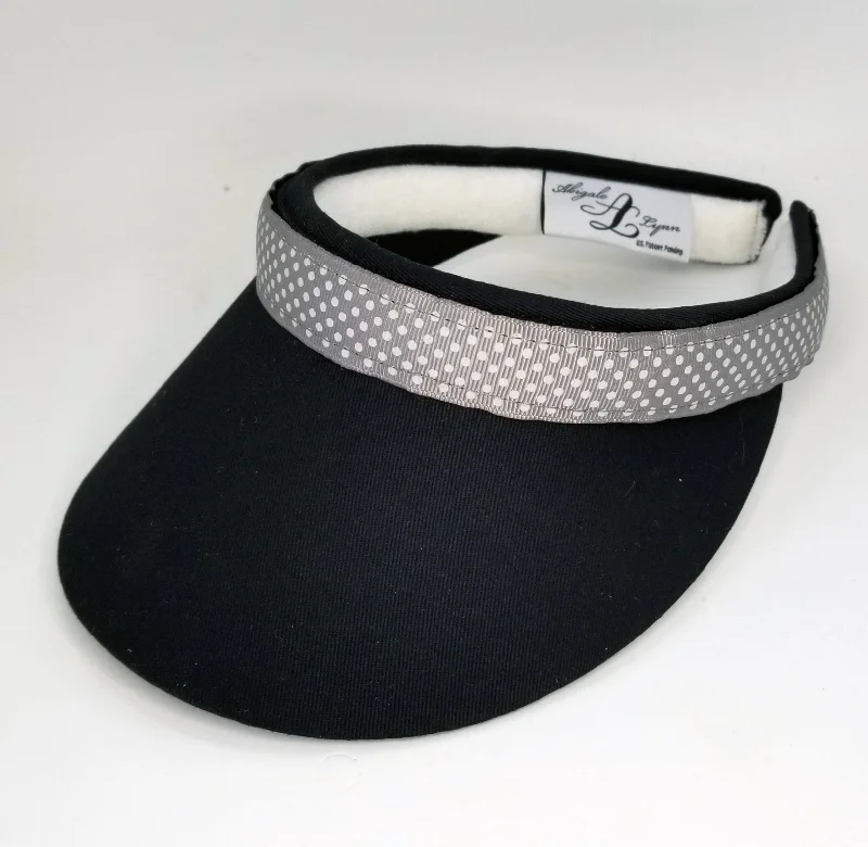 Abigale Lynn Classic Twill Black Visor with Grey Swiss Dot Velcro Band - SALE