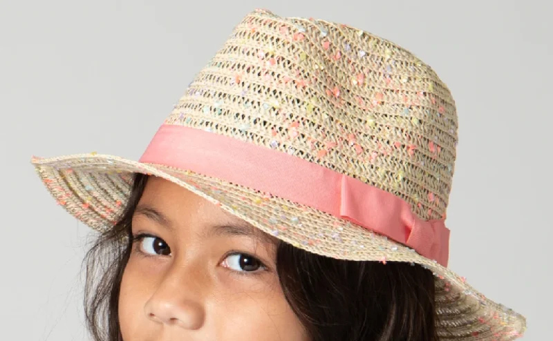 Kids Pink Sparkly Fedora Hat