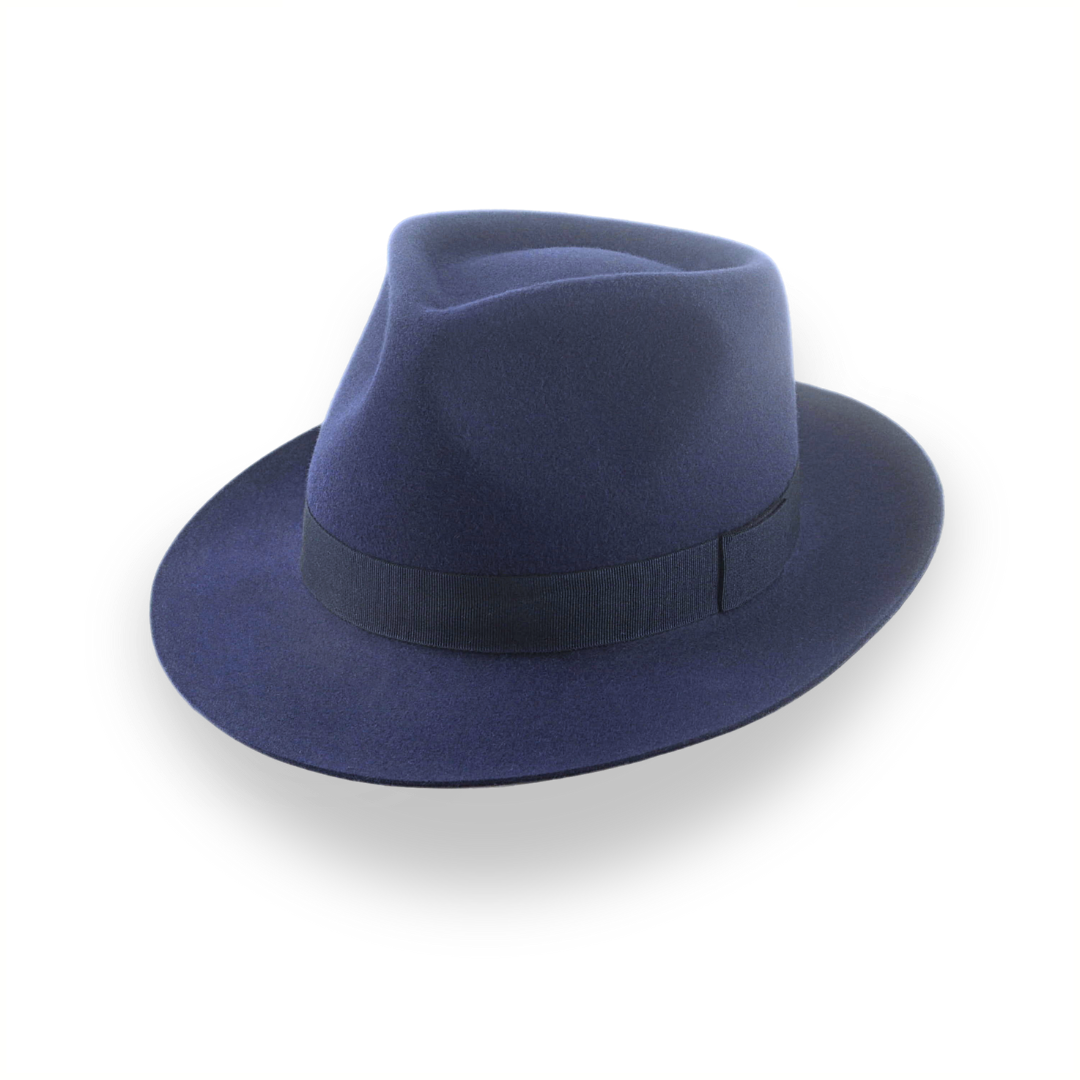 Navy Blue Teardrop Crown Fedora for Men | The Diplomat