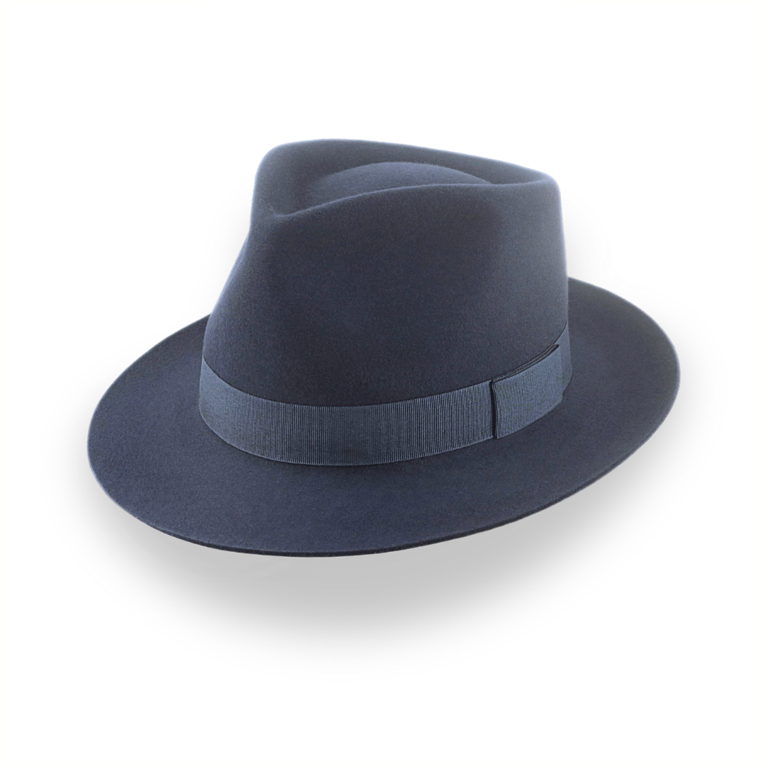 Dark Slate Grey Men's Teardrop Fedora in Smooth Fur Felt | The Diplomat