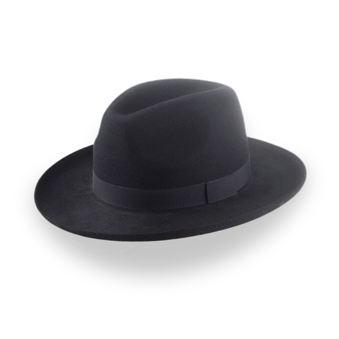 All Black Pencil Rolled Brim Fedora Hat for Men | The Rocco