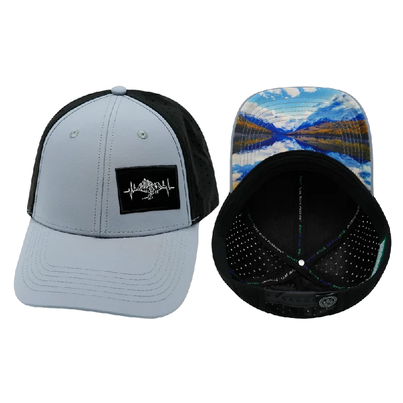 Mountains Hat | Low Profile | Ponytail | Gray Blue - Black