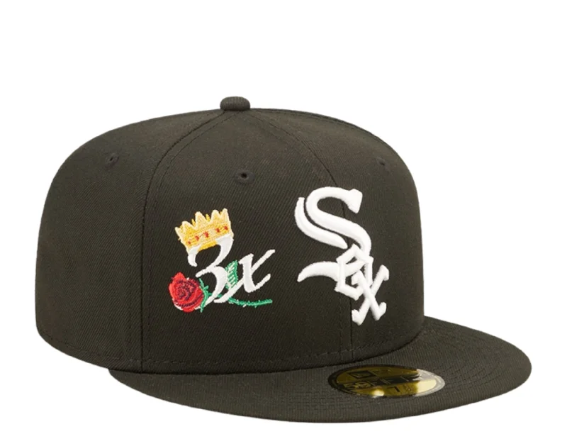 New Era 59Fifty MLB Chicago White Sox Crown 3X Champs Black Fitted Hat 60243491