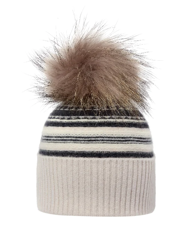 Women's Gradual Fairisle Cashmere Hat With Lurex Snow Grey