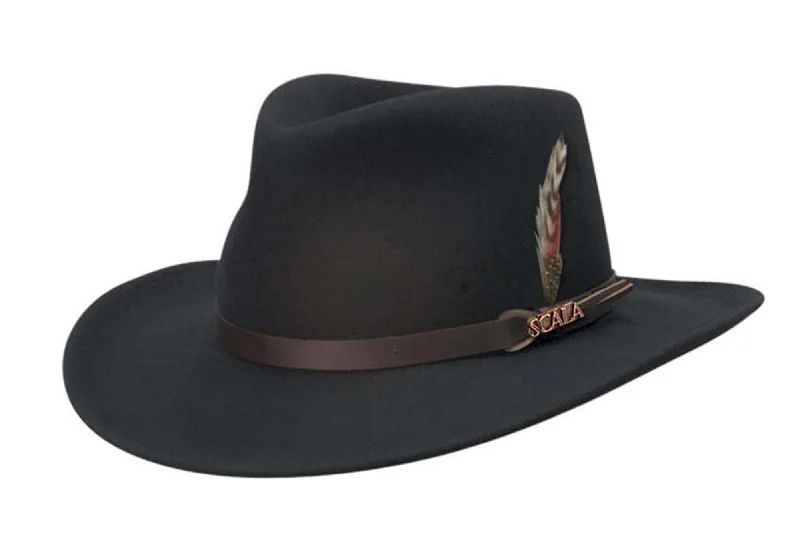 B Scala "DAKOTA" Crushable & Water Repellant Wool Outback Hat, #DF6