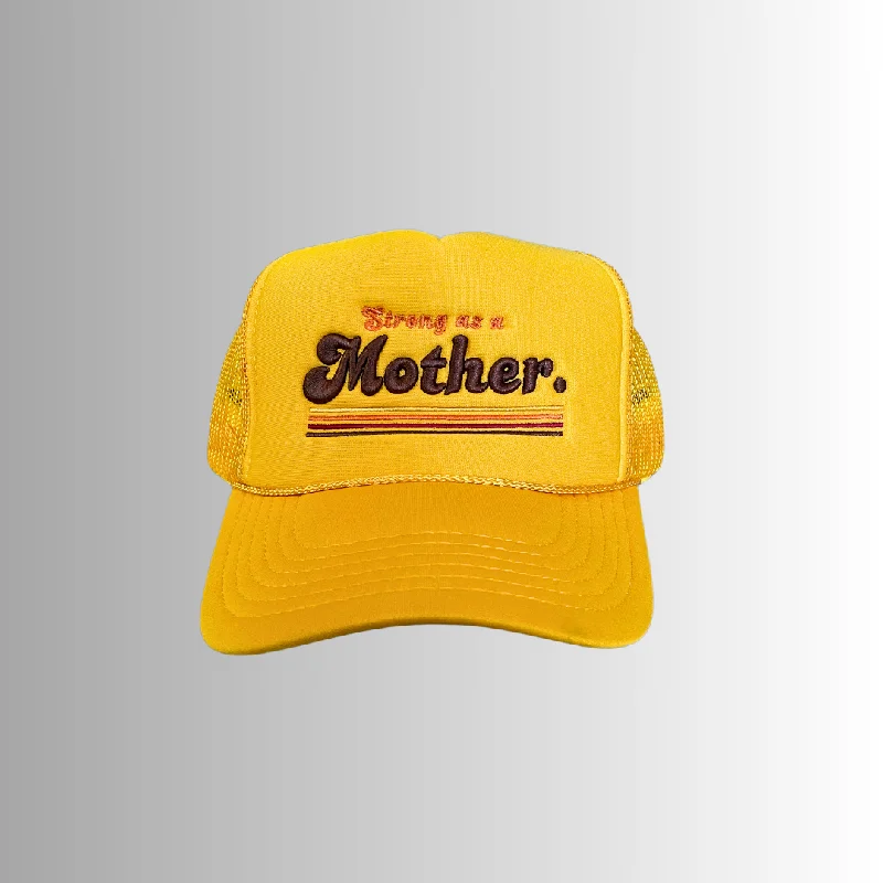 RETRO MOTHER. -Embroidered Trucker Hat - Yellow