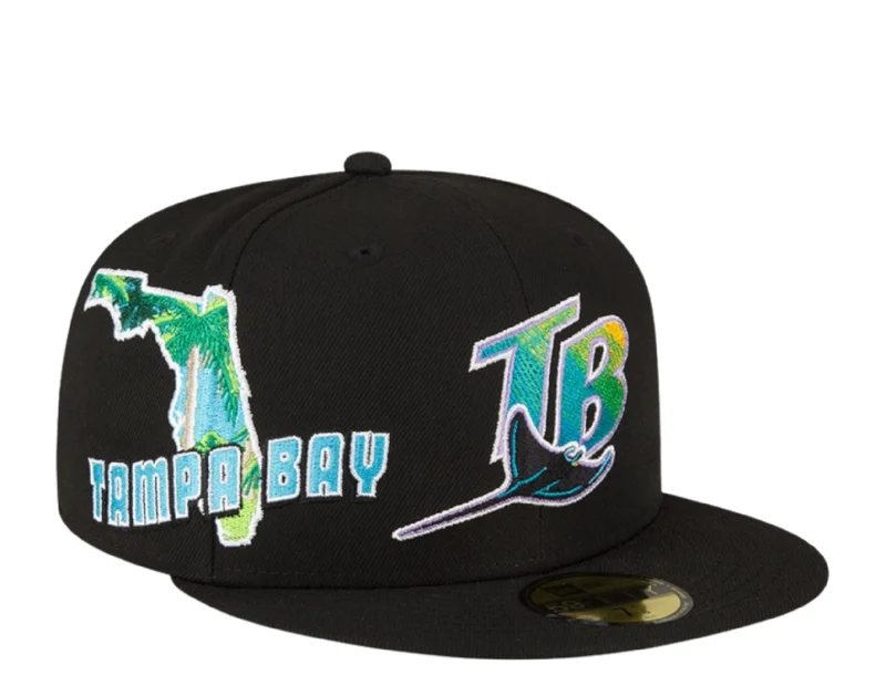 New Era Tampa Bay Rays Stateview 59FIFTY Fitted Cap 60296537 - Black/Grey UV