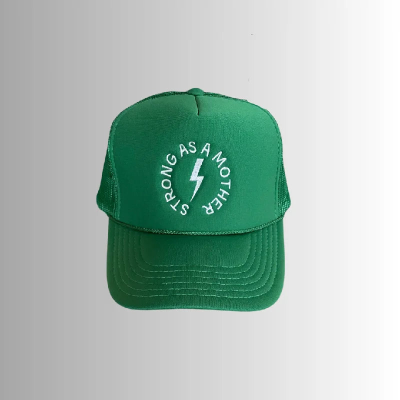 Strong as a mother™ Embroidered Trucker Hat - Kelly Green