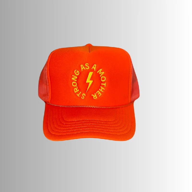 Strong as a mother™ Embroidered Trucker Hat - Orange