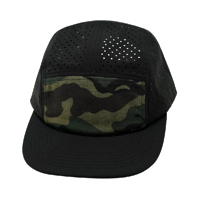 Blank - 5 Panel - Sporty - Unstructured - Black / Camo (Unisex)