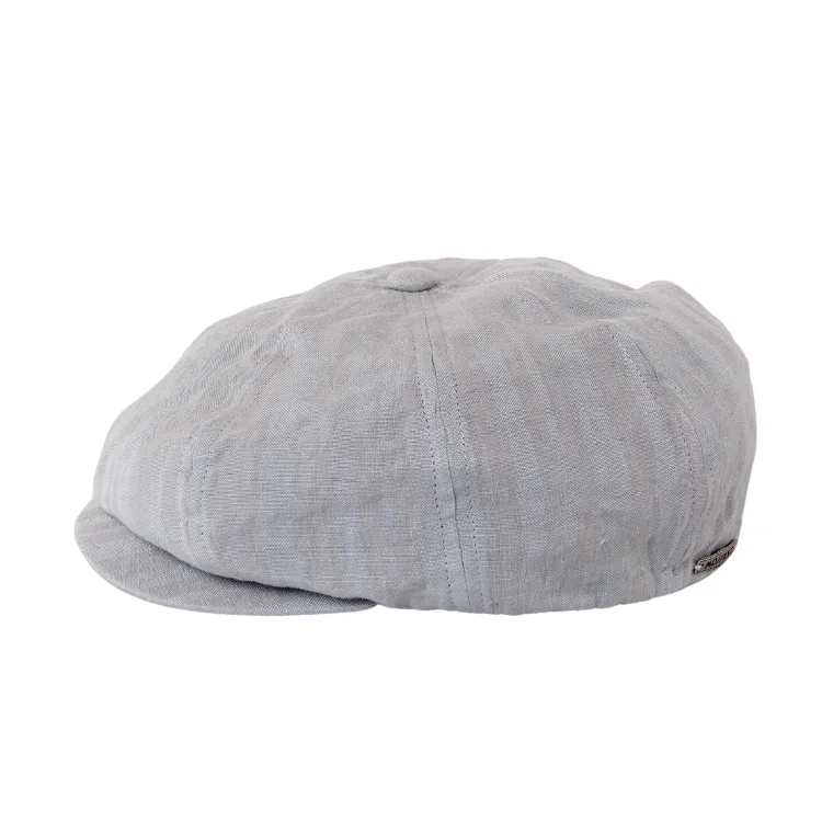 Mossant Paris Louis Linen Newsboy Cap - Misty Blue