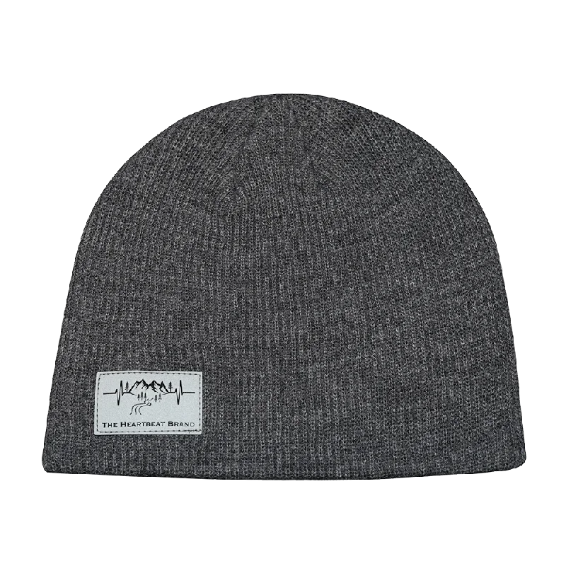 Mountains Beanie | No Cuff | Gray