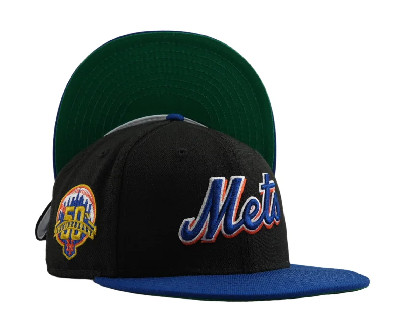 New Era New York Mets 50th Anniversary 59FIFTY Fitted Blk/Blue W/ Green Bottom