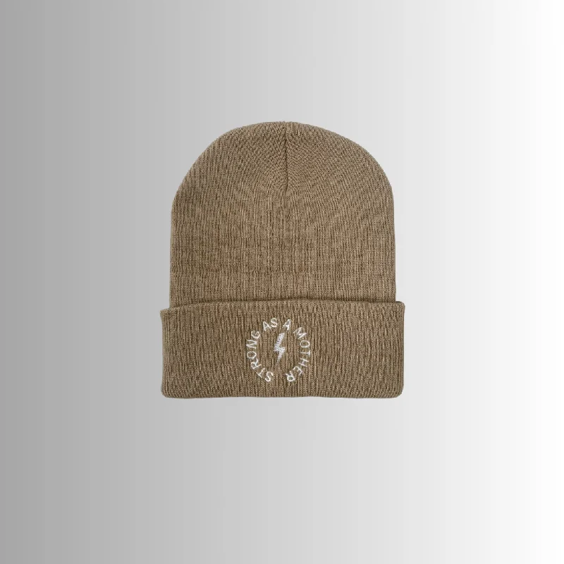 Strong as a mother™ Embroidered Beanie - Camel