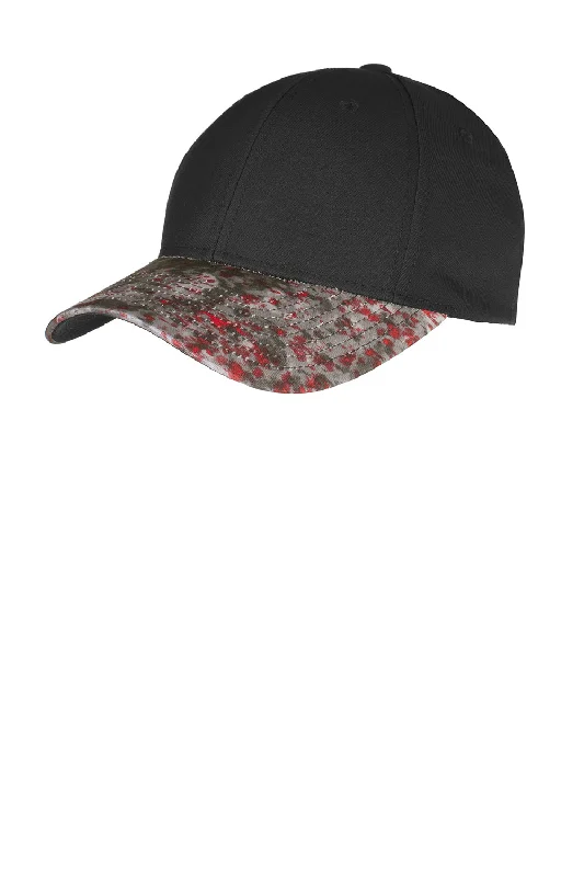 Sport-Tek Mens Moisture Wicking Adjustable Hat - Deep Red/Black - Closeout