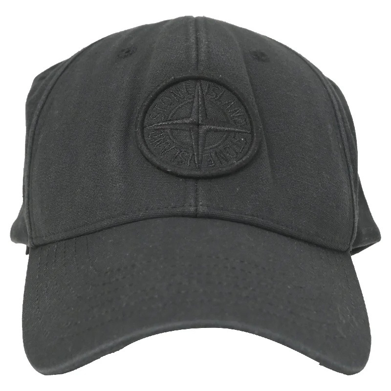 Stone Island Logo Cap in Black Cotton