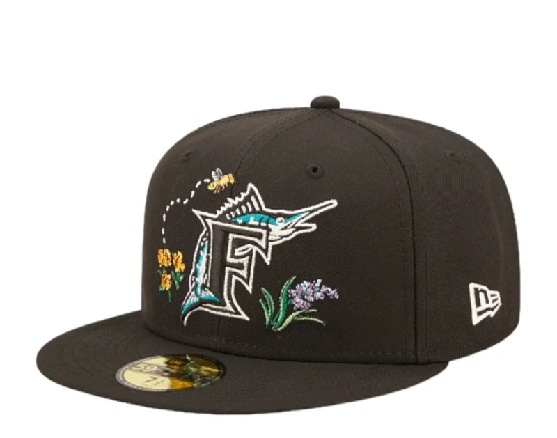 New Era Miami Marlins Watercolor Floral 59FIFTY Black Fitted 60288098