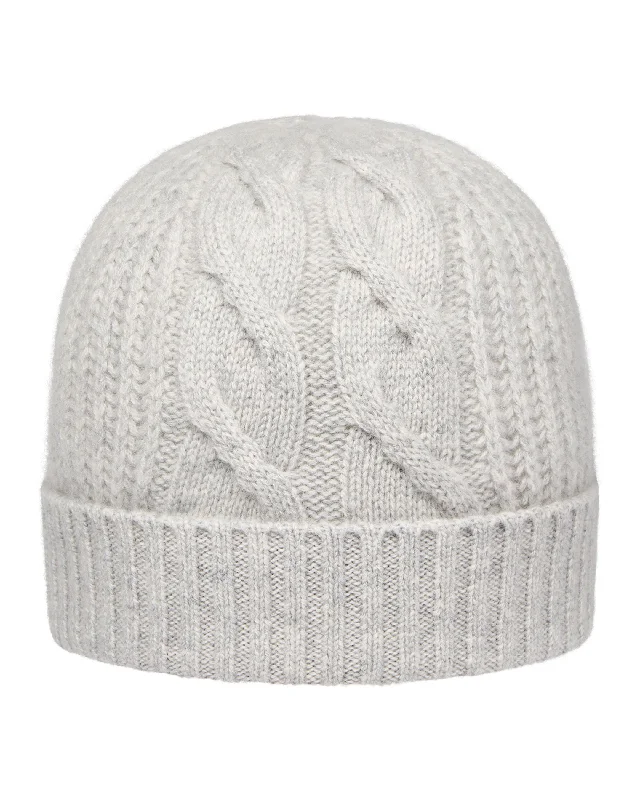 Women's Cable Rib Cashmere Hat Fumo Grey