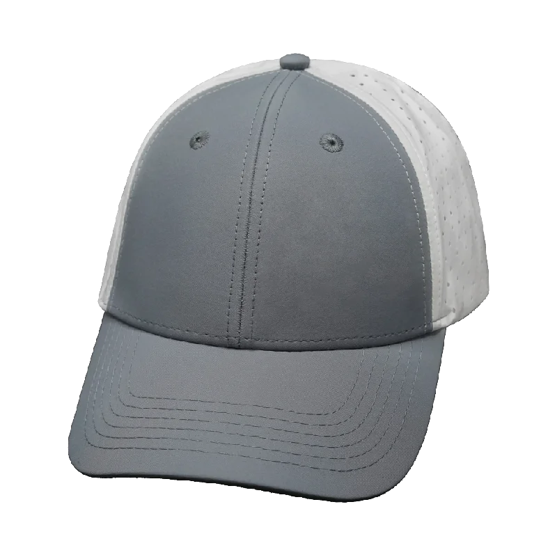 Blank - 6 Panel - Shallow Fit - Pony Tail - Gray / White (Unisex)