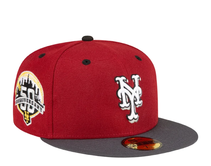 New Era New York Mets 50th Anniversary 59FIFTY Fitted Cardinal W/ Grey Bottom