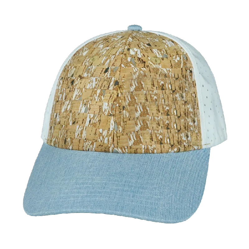 Blank - 6 Panel - Shallow Fit - Pony Tail - Cork - Baby Blue / White (Unisex)