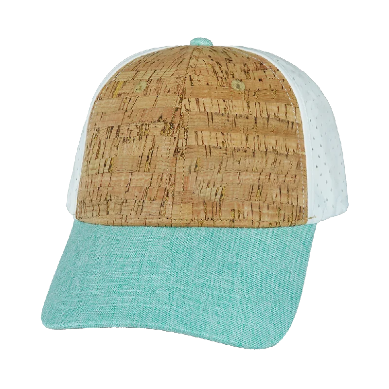 Blank - 6 Panel - Shallow Fit - Pony Tail - Cork - Mint / White (Unisex)