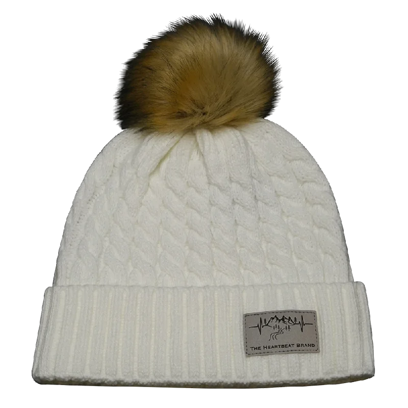 Mountains Beanie | Pom | White