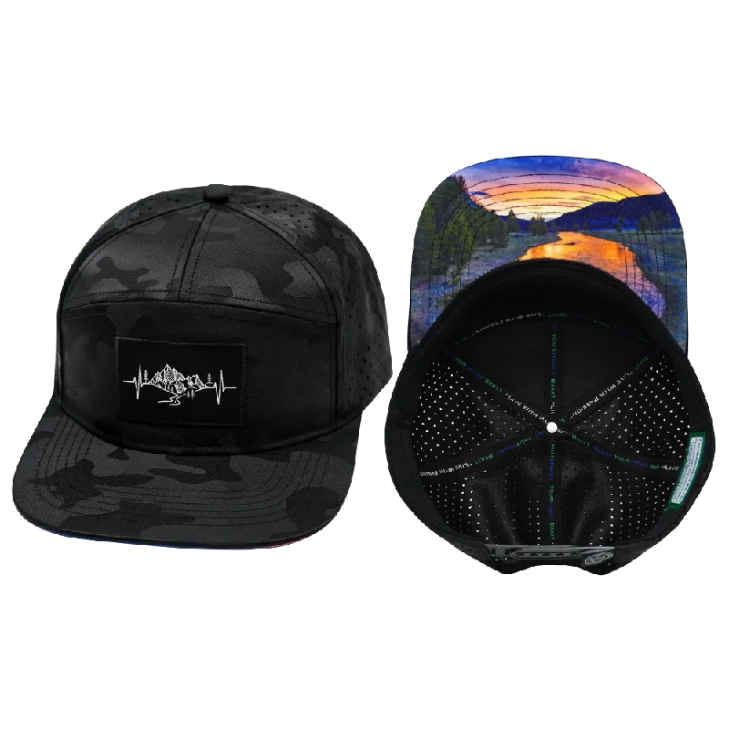 Mountains Hat | Flat Bill | Black Camo