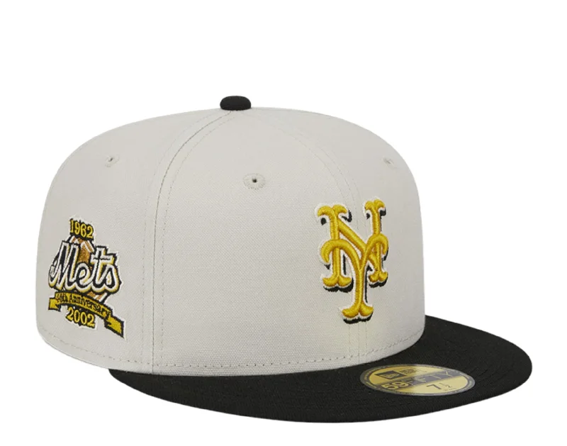 New Era New York Mets Two Tone Stone 59FIFTY Fitted - Stone/Black-Gray UV