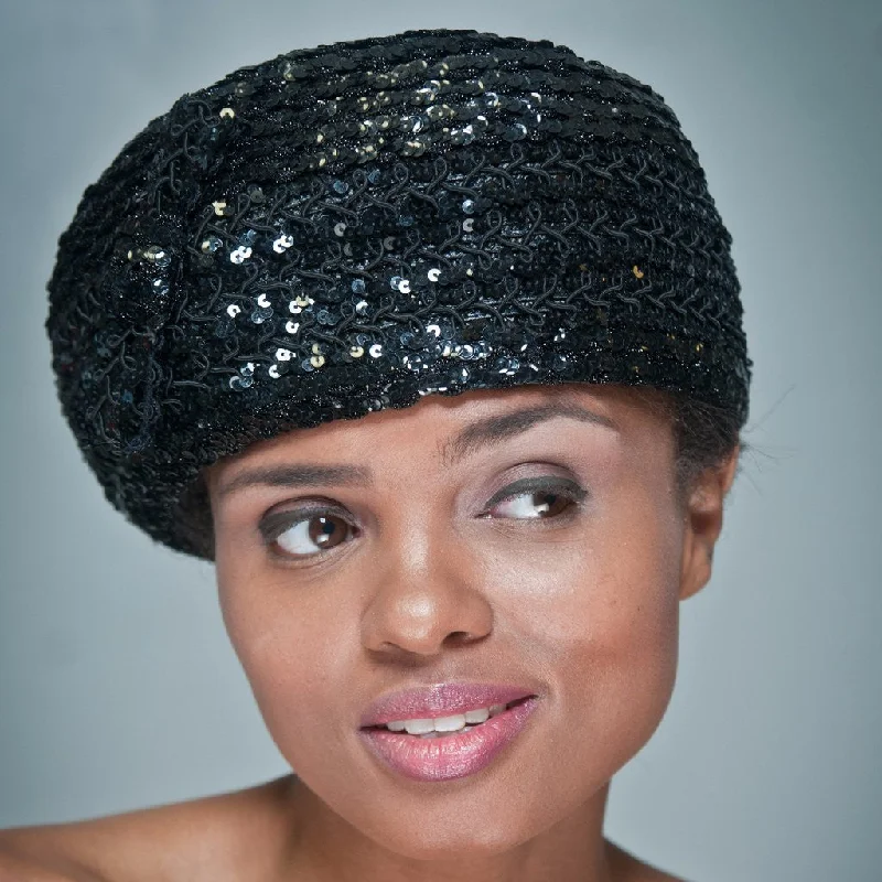 BW9040-Ladies Dress Hat covered with Sequin Fabric