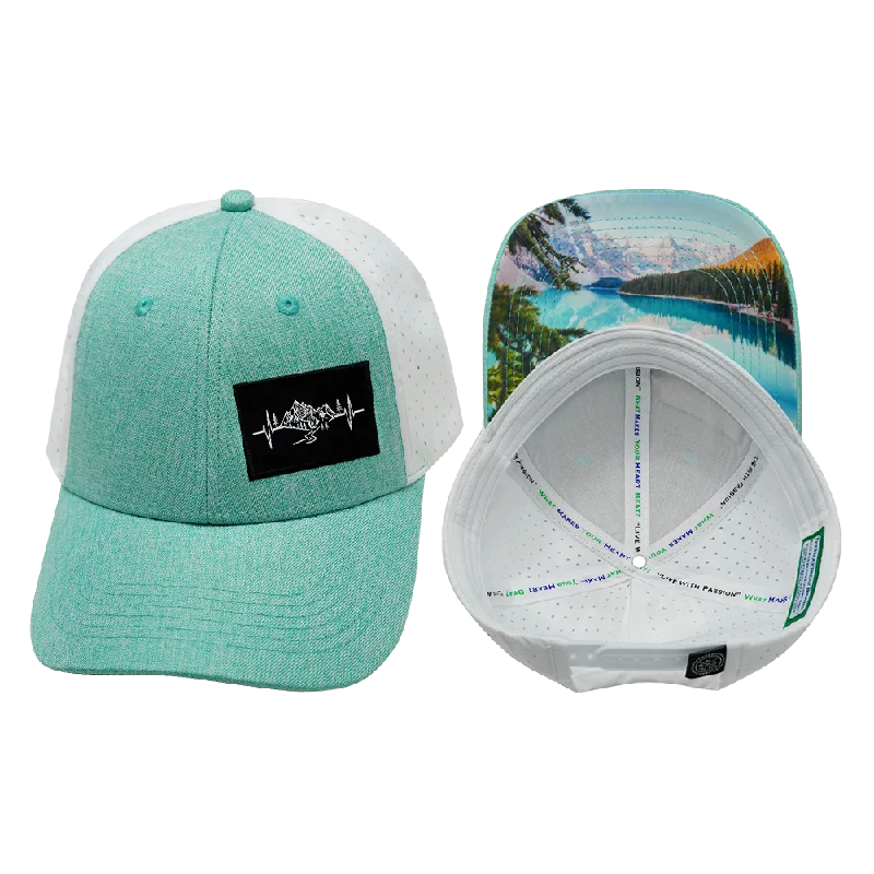 Mountains Hat | Low Profile | Ponytail | Teal - White