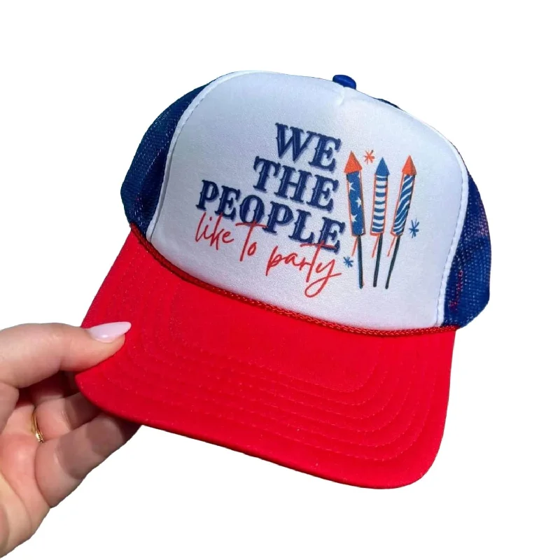 We The People Like To Party Trucker Hat In Red/white/blue