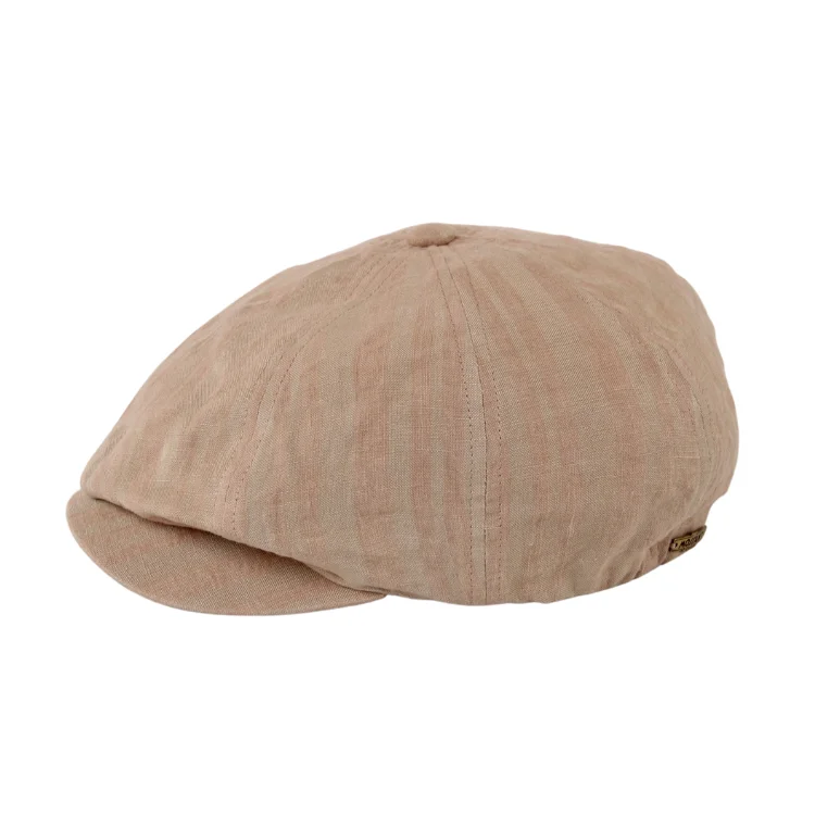 Mossant Paris Louis Linen Newsboy Cap - Khaki