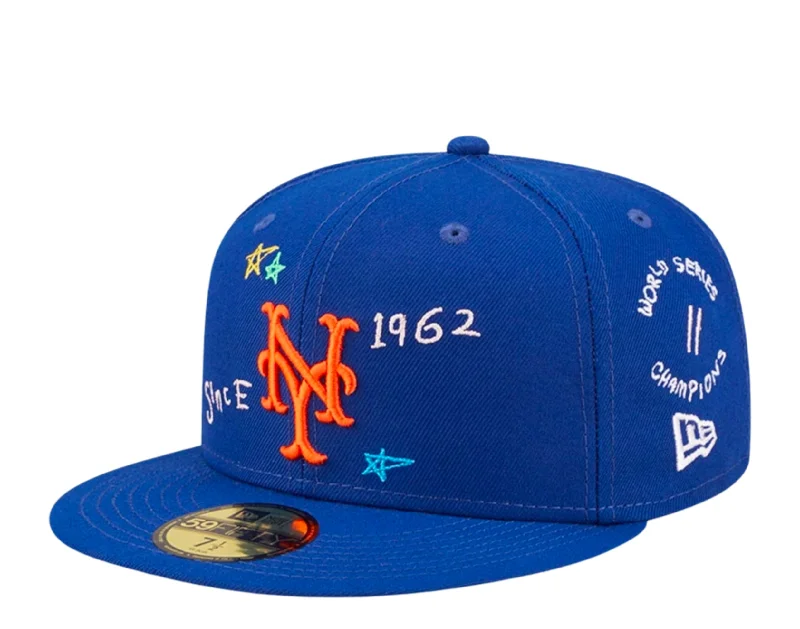 New Era 59Fifty MLB New York Mets Scribble Blue Fitted Hat 60243717