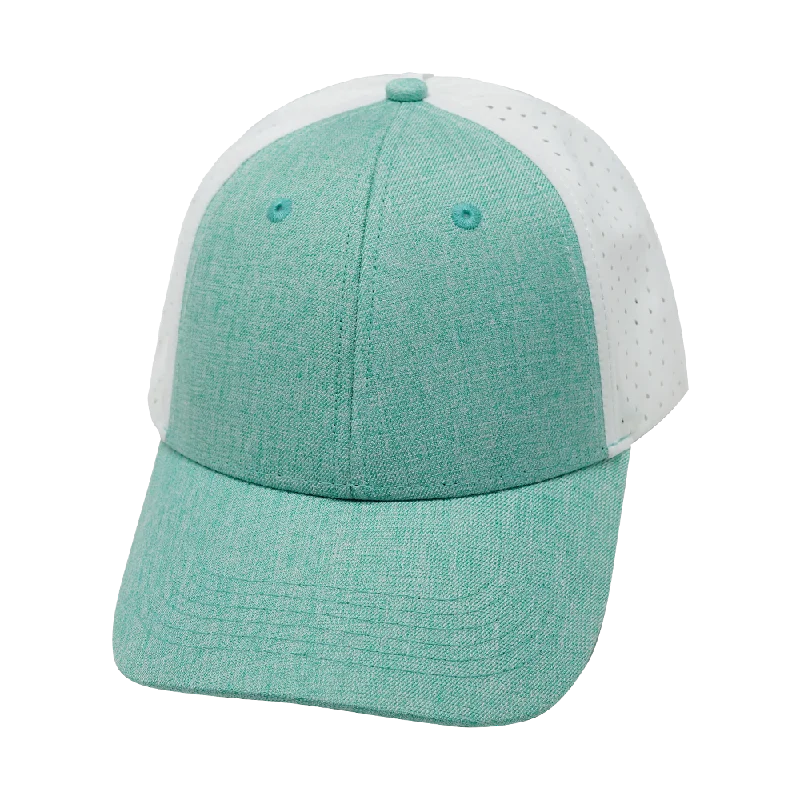 Blank - 6 Panel - Shallow Fit - Pony Tail - Teal / White (Unisex)