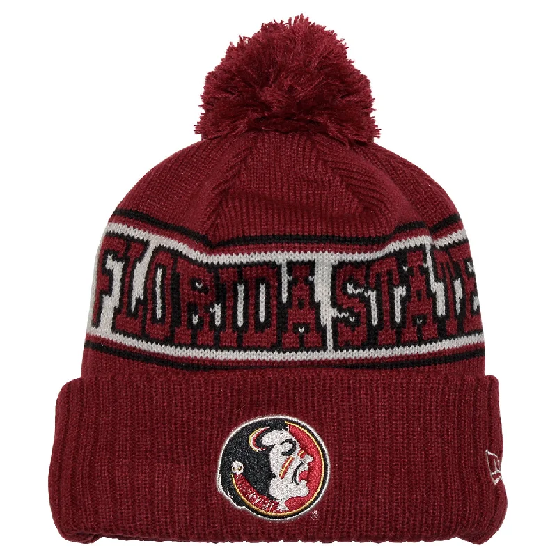 New Era Florida State Vault Seminole Logo Fleece Lined Cuff Knit Cap - Garnet