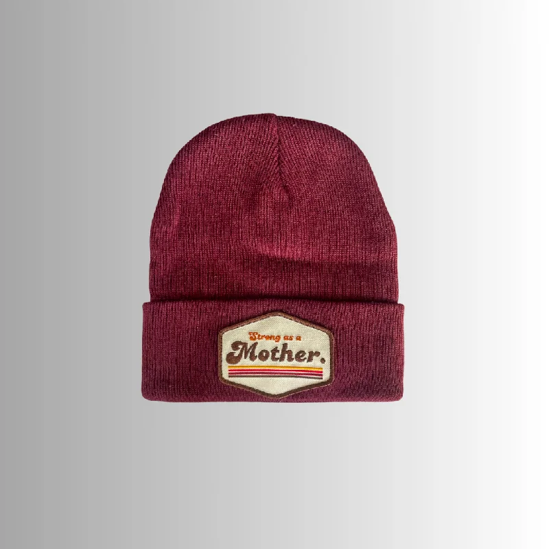 RETRO Mother Patch Beanie - Maroon