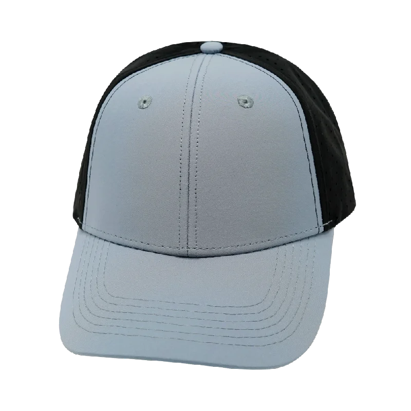 Blank - 6 Panel - Shallow Fit - Pony Tail - Gray Blue / Black (Unisex)