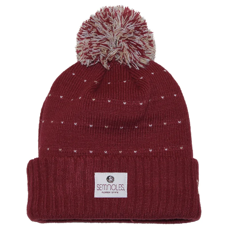 New Era Youth Girl's Seminole Patch Heart Knit Cap - Garnet