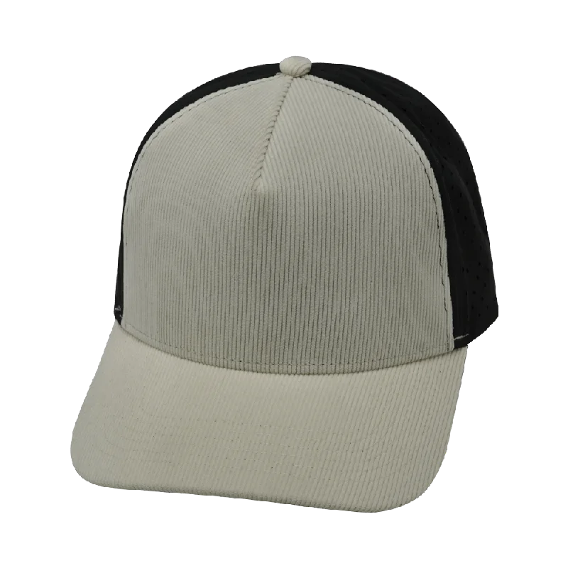 Blank - 5 Panel - Structured - Corduroy - Cream / Black (Unisex)