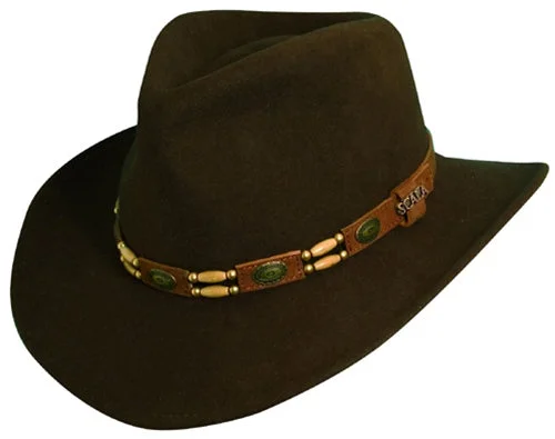 Scala Knoxville Crushable Wool Felt Outback Hat with Conchos