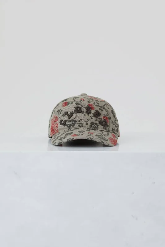 Men's Printed Cotton Twill Cap In Grey